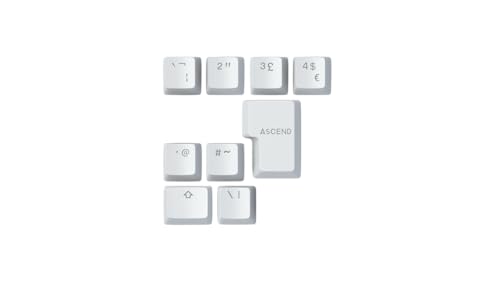 Glorious Gaming 9X ABS Doubleshot Keycaps V2 (GB-Layout) - Dual Molded Design, garantiert farbecht, RGB-freundlich mit transparenter Beschriftung, passend für jeden MX-Schaft, GB-Layout - Weiß von Glorious
