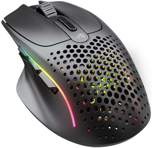 Glorious Gaming Model I 2 Wireless Gaming Mouse – Hybrid 2.4Ghz & Bluetooth, 75 g superleicht, 9 Tasten (2 austauschbar), PTFE-Füße, MMO/MOBA/FPS, lange Akkulaufzeit, Seitliche Daumenauflage – Schwarz von Glorious