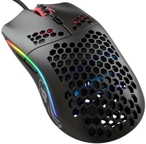 Glorious Gaming Model O- (Minus) Compact Wired Gaming Mouse – Im superleichten Wabendesign mit 58 g, RGB-Beleuchtung, Pixart 3360 Sensor, Omron-Schalter, beidhändig – Mattschwarz von Glorious
