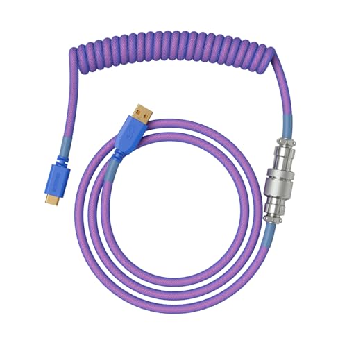 Glorious Gaming Premium Coiled Keyboard Cable - Vergoldetes USB-A (PC) auf USB-C (Tastatur), Schutz vor Kabelsalat, doppelt geflochtene Ummantelung, 5-poliger Aviator-Stecker - Nebula von Glorious