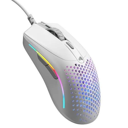 Glorious Model O 2 Mini Gaming-Maus mit Kabel - Besonders leichte 49g, Sensor mit 26K, Motion Sync, 80M Klicks, 6 programmierbare Tasten, Maus für kleine Hände, FPS, MMO, MOBA, Battle Royale - Weiß von Glorious