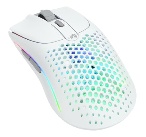 Glorious Gaming Model O 2 Wireless Gaming Mouse – 2,4 GHz & Bluetooth hybrid, superleichte 68 g, lange Akkulaufzeit, 26 k BAMF 2.0 Sensor, RGB-Beleuchtung, beidhändig, 6 Tasten, PTFE-Füße – Weiß von Glorious