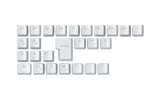 Glorious Gaming 26x ABS Doubleshot Keycaps V2 (Deutsch-Layout) - Dual Molded Design, garantiert farbecht, RGB-freundlich mit transparenter Beschriftung, passend für jeden MX-Schaft - Weiß von Glorious