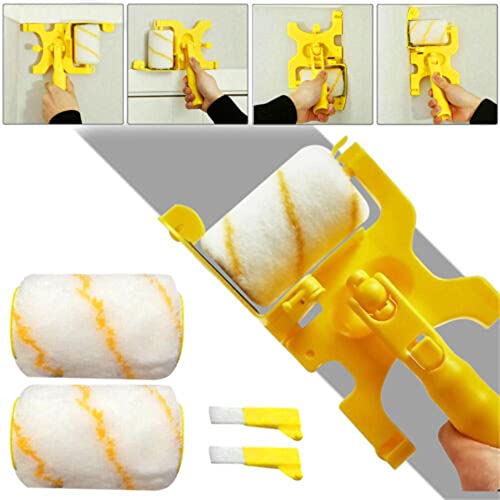 Glorlliant Clean Cut Paint Edger Roller Brush, abnehmbare Reinigungsbürste, multifunktional, sicheres Werkzeug für Decke, Wandmontage, 1 Set mit langem Griff von Glorlliant