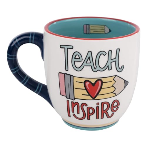 Glory Haus Inspirational Teacher Fuel Mug – 473 ml Keramik-Kaffeetassen für heiße Schokolade und beruhigenden Tee, weiße und blaugrüne Tassen für Küche und Heimdekoration, tolles Geschenk für Lehrer von Glory Haus