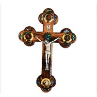 Olivenholz Perlmutt Orthodoxes Wandkreuz Mit Olivenblättern, Räucherwerk Und Steinen Aus Dem Heiligen Land Olivenholz Perlmutt Orthodoxes Wandkreuz Mit Olivenblättern, Räucherwerk Und Steinen Aus Dem Heiligen Land von GloryMaryBethlehem