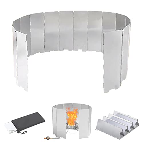 Gloryit 16 Stück Windschutz Gaskocher Faltbar Aluminium Windschutz Windschutzscheibe Campingkocher Windschutz Kocher Ultraleicht für Outdoor Öfen Campingkochern Mit Aufbewahrungstasche von Gloryit