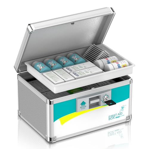 Glosen Lockable First Aid box Security Lock Medicine Storage Box with Portable Handle (Small) von Glosen