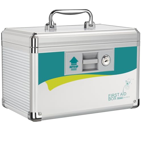 Glosen Lockable First Aid box Security Lock Medicine Storage Box with Portable Handle (Small) von Glosen