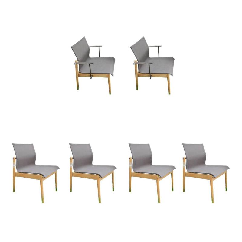 6er Set Outdoor Stuhl Sway Bespannung Java Sepia Natural Grau Rahmen Teakholz Mi... von Gloster