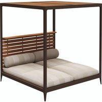 Gloster GRID Cabana Sonnenliege Aluminium/Teak/Outdoorstoff von Gloster