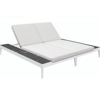 Gloster GRID Doppelliege Aluminium/Outdoorstoff inkl. Kissen und Keramikablage von Gloster