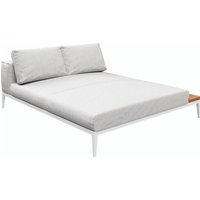 Gloster GRID Links/Rechts Chill Chaise Aluminium/Outdoorstoff inkl. Kissen und Teakablage von Gloster