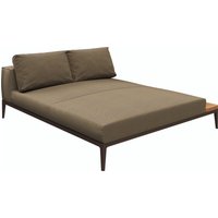 Gloster GRID Links/Rechts Chill Chaise Aluminium/Outdoorstoff inkl. Kissen und Teakablage von Gloster