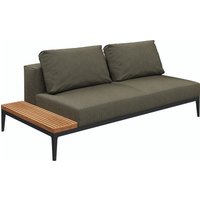 Gloster GRID Links/Rechts Lounge Sofa Aluminium/Outdoorstoff inkl. Kissen und Teakablage von Gloster