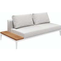 Gloster GRID Links/Rechts Lounge Sofa Aluminium/Outdoorstoff inkl. Kissen und Teakablage von Gloster