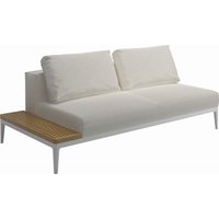 Gloster - Grid Sofa mit Tisch - Tischplatte: Teak - Gestell: White - Polster: 0036 - Fife Ice von Gloster