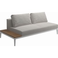 Gloster - Grid Sofa mit Tisch - Tischplatte: Teak - Gestell: White - Polster: 0146 - Blend Linen von Gloster