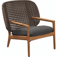 Gloster KAY Loungestuhl mit niedriger Rückenlehne Teak/Outdoorstoff Korbgeflecht von Gloster