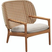 Gloster KAY Loungestuhl mit niedriger Rückenlehne Teak/Outdoorstoff Korbgeflecht von Gloster