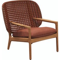 Gloster KAY Loungestuhl mit niedriger Rückenlehne Teak/Outdoorstoff Korbgeflecht von Gloster