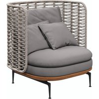 Gloster MISTRAL Loungestuhl mit hoher Rückenlehne Aluminium/Teak/Outdoorstoff von Gloster