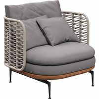 Gloster MISTRAL Loungestuhl mit niedriger Rückenlehne Aluminium/Teak/Outdoorstoff von Gloster