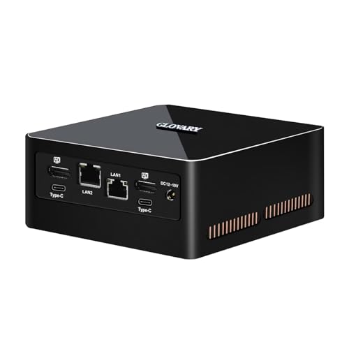 Glovary Mini PC 13th Gen U300 (5C6T, up to 4.4GHz), Büro Desktop Computer, Dual Intel i226V 2.5GbE LAN, DDR5 16GB RAM 128GB NVMe SSD (PCIe4.0 x 4), Windows 11 Pro, WiFi6, BT5.2 von Glovary