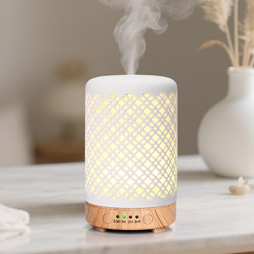 Aroma Diffuser für Ätherische Öle, Glovios 100ml Duftdiffusor mit 7 Farben LED Licht und Timer, Abschaltautomatik Diffuser Keramik, Defuser Luft Aroma Öle Luftbefeuchter für Raum von Glovios