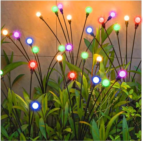 Glovios 4 Stück Glühwürmchen Solarlampen 10 LED – Wasserdichte Solarleuchten für Garten, Terrasse & Wege | Romantische Außenbeleuchtung Schaukel mit dem Wind | Energiesparend & Geschenkidee (RGB) von Glovios