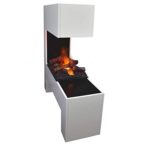 GLOW FIRE Wasserdampf Kamin Mozart (Standkamin) - Elektrokamin mit realistischen LED 3D-Flammen, Knistereffekt & Fernbedienung, 110x120x35 cm - Opti-Myst 600 Elektro Kamin mit Holz-Deko, Weiß von GLOW FIRE