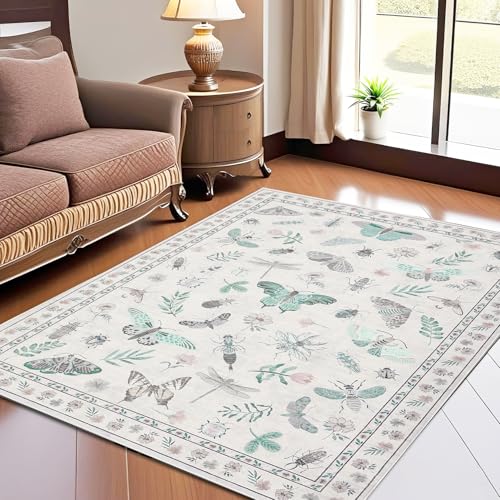 GlowSol Großer, 22,9 x 30,5 cm großer Teppich im Bauernhaus-Stil, mit Insekten, Blumenmuster, Esszimmer, schmutzabweisend, Schmetterlings-Druck, Akzent-Teppich, faltbar, Ultra-waschbar, Moderne GlowSol Großer, 22,9 x 30,5 cm großer Teppich im Bauernhaus-Stil, mit Insekten, Blumenmuster, Esszimmer, schmutzabweisend, Schmetterlings-Druck, Akzent-Teppich, faltbar, Ultra-waschbar, Moderne von GlowSol