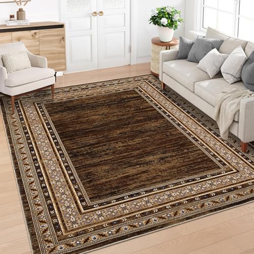 GlowSol Moderner waschbarer Teppich, 12,7 x 17,8 cm, solide Bordüre, fusselfrei, schmutzabweisend, Bordüre, waschbar, neutraler Teppich, rutschfest, Schlafzimmer, Überwurf, Teppich für Küche, Wohnheim GlowSol Moderner waschbarer Teppich, 12,7 x 17,8 cm, solide Bordüre, fusselfrei, schmutzabweisend, Bordüre, waschbar, neutraler Teppich, rutschfest, Schlafzimmer, Überwurf, Teppich für Küche, Wohnheim von GlowSol