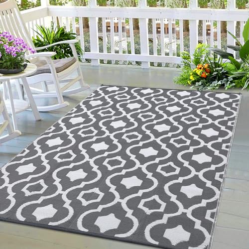 GlowSol Wasserdichter Outdoor-Teppich, 12,7 x 20,3 cm, wendbar, Kunststoff, Strohteppich mit Tragetasche, leicht zu reinigen, für Terrasse, Wohnmobil, Deck, Balkon, Hinterhof, Picknick, Strand von GlowSol