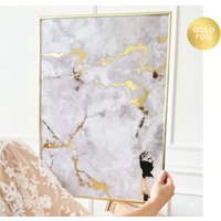 Grauer Marmor Kunstdruck | Goldfolie Poster Elegant Wand Kunst Druck Gold Wohnkultur Geschenk Weißer von GlowYourWall