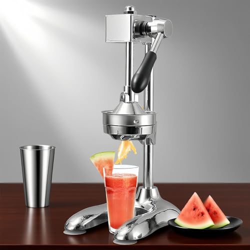 Glowdora Dual Mode Gewerblicher Saftpresse Manuell, Professionelle Zitronenpresse Mit Müheloser Hebelarm, Ergonomische Orange Granatapfel Limette Wassermelone Frucht Handpresse Silver von Glowdora