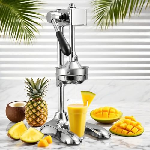 Glowdora Professionelle Zitruspresse Aus Gusseisen, Professionelle Manuelle Zitronenpresse Für Frischen Saft, Edelstahlkonstruktion, Schneller Und Gleichmäßiger Saft In 3 Sekunden Silver von Glowdora