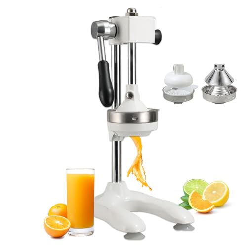 Glowdora Professionelle Zitruspresse Aus Gusseisen, Professionelle Manuelle Zitronenpresse Für Frischen Saft, Edelstahlkonstruktion, Schneller Und Gleichmäßiger Saft In 3 Sekunden White von Glowdora