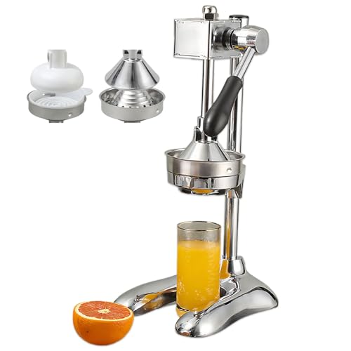 Glowdora Zitruspresse Aus Gusseisen, Handpresse, Entsafter, Küchenmaschine, Manuelle Zitronenpresse Aus Edelstahl Mit Griff, Kann Für Orangen Und Wassermelonen Verwendet Werden Silver von Glowdora