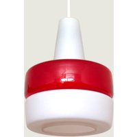 Kleine Pendelleuchte Aus Weißem Und Rotem Glas, Art.-Nr. Von Peill & Putzler, Deutschland 1960Er Jahre von GlowingBeauties