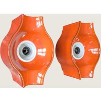 Set Aus 2 Modularen Wandleuchten Orangefarbener Keramik Im Mid-Century-Design Von Cari Zalloni, Prod. Leola, Deutschland 1960Er Jahre von GlowingBeauties
