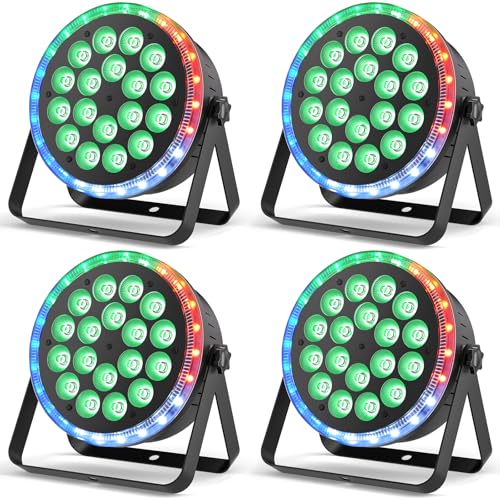 Glowingstage RGBW LED Par Strahler, 4 Stück 108W Bühnenlicht Discolicht Partylicht mit 24 LED Vollfarbeffekte und DMX512, Scheinwerfer für Disco DJ Halloween Weihnachten Outdoor Glowingstage RGBW LED Par Strahler, 4 Stück 108W Bühnenlicht Discolicht Partylicht mit 24 LED Vollfarbeffekte und DMX512, Scheinwerfer für Disco DJ Halloween Weihnachten Outdoor von Glowingstage
