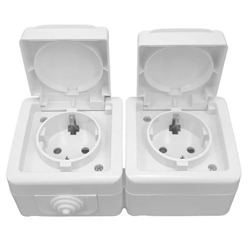 Aufputzsteckdose 2-Wege, grau, ideal für elektrische Installationen zu Hause und im Büro. von Glowster