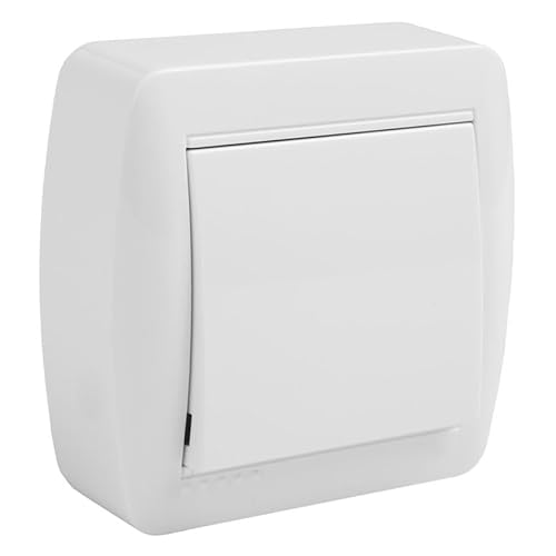 Einpoliger Schalter für Oberfläche, Weiß, 10 A, 250 V, Lochklemmen, 74 x 72 x 28 mm Einpoliger Schalter für Oberfläche, Weiß, 10 A, 250 V, Lochklemmen, 74 x 72 x 28 mm von Glowster