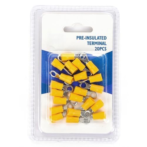 Gelbe vorisolierte Klemme RV2-4 (20 Stück/Blister) für sichere und effiziente elektrische Verbindungen in Haushalts- und Industrieanlagen. von Glowster