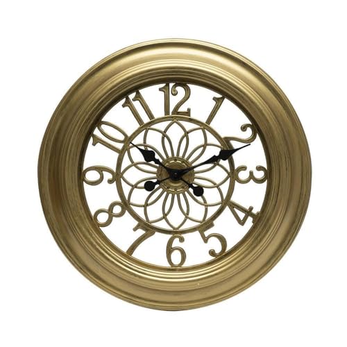 Glowster Große Wanduhr, Zeiger im industriellen Retro-Stil, goldfarben, ideal zum Dekorieren und Stylen in jeder Umgebung. von Glowster