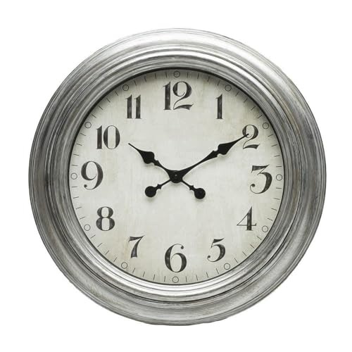 Glowster Große Wanduhr in Silber mit Retro-Design und Zeigern, Dekoration und Zeitmessung in Häusern und Büros. Ideal für Jede Umgebung. von Glowster