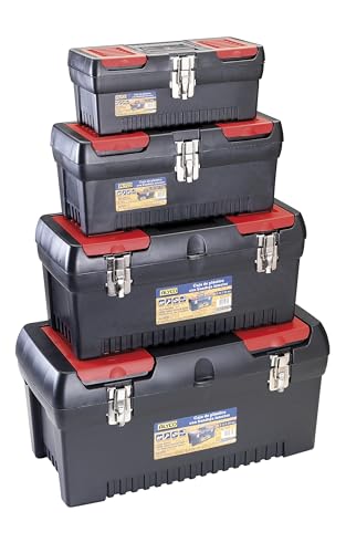 Glowster Packung mit 4 Kunststoff-Boxen mit stapelbaren Tabletts, robust und vielseitig für die Aufbewahrung und Organisation zu Hause oder im Büro. von Glowster