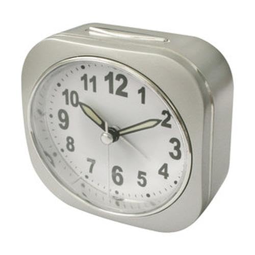 Glowster Silberfarbener Wecker mit den Maßen 8 x 7,5 x 3,8 cm. Ideal zum Zeitmanagement und zur Optimierung Ihres täglichen Nachttischs. von Glowster