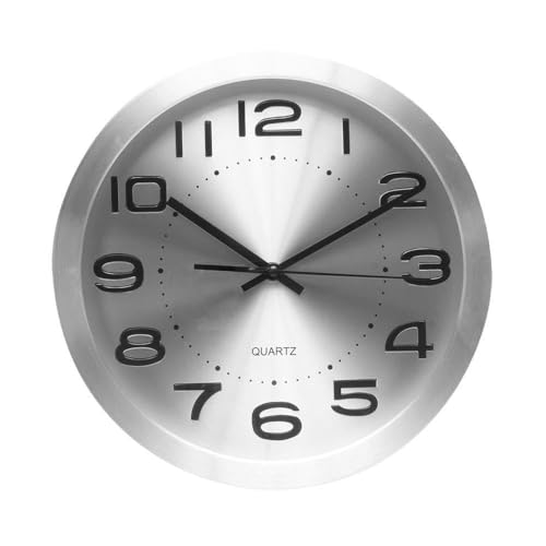 Glowster Wanduhr aus silberfarbenem Aluminium, 30 cm, mit kontinuierlicher Bewegung, verschönert und erleichtert die Anzeige der Zeit in jeder Umgebung. von Glowster